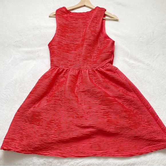Topshop Coral Micro Pleated Fit & Flare Dress - Picture 11 of 12